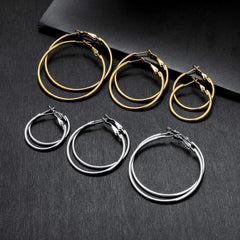 6 Pairs Stainless Steel gold silver Plated Hoop Earrings for Women, Hypoallergenic Hoops Women's Earrings Loop Earrings Set 6 Pairs Stainless Steel gold silver Plated Earrings