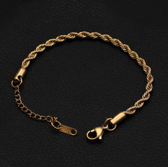 Gold Stainless Steel Twist Braided Bracelet for Girls