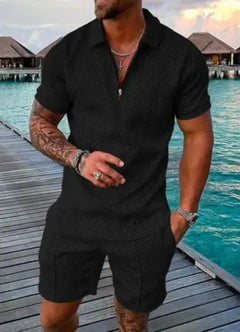 Men's Casual Short Sleeve Lapel Shirt And  Shorts Set