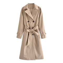 Women's Double-Breasted Belted Vintage Coat