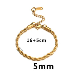 Gold Stainless Steel Twist Braided Bracelet for Girls