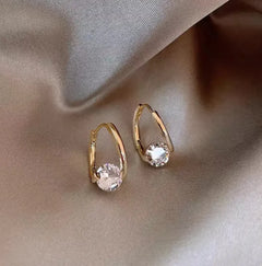 Geometric Zircon Ear Clip Earrings