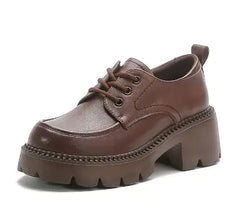 Height Genuine Leather Thick Bottom Cowhide Shoes