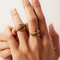 Vintage Zircon Snake Ring