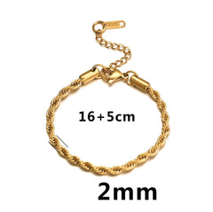 Gold Stainless Steel Twist Braided Bracelet for Girls