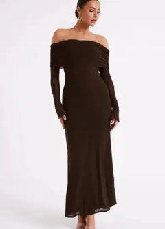 Off-neck Backless Dress