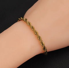 Gold Stainless Steel Twist Braided Bracelet for Girls