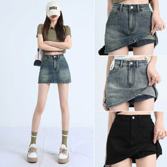 High-Waisted Vintage Denim Mini Skirt