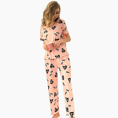 Women's Milk Silk Pajama Set – Short Sleeve & Pants