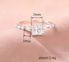 Geometric Square Shiny Diamond Engagement Ring