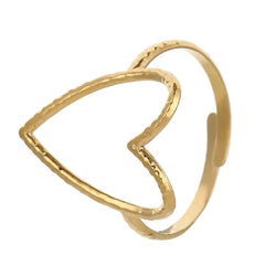 Titanium Steel Gold Plated Adjustable Love Ring Fashion