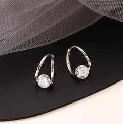 Geometric Zircon Ear Clip Earrings