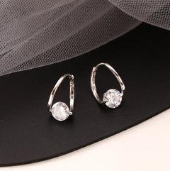 Geometric Zircon Ear Clip Earrings