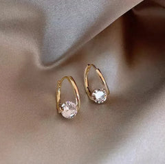 Geometric Zircon Ear Clip Earrings